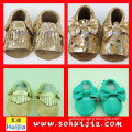 2015 european style New arrival sweet color tassels and bow moccasin white baby shoe wholesale